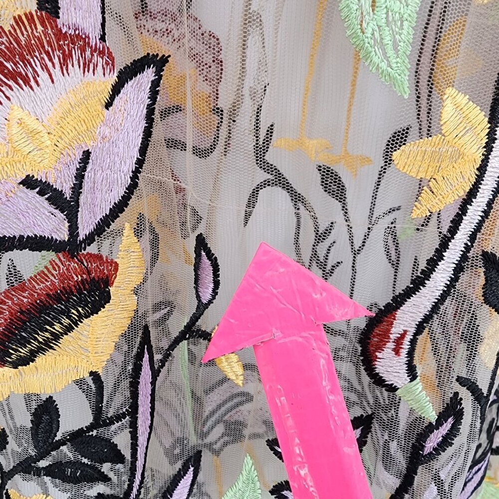 L'Atiste by Amy Womens Small Skirt Maxi Embroidered Floral Sheer Mesh Multicolor - Picture 7 of 13